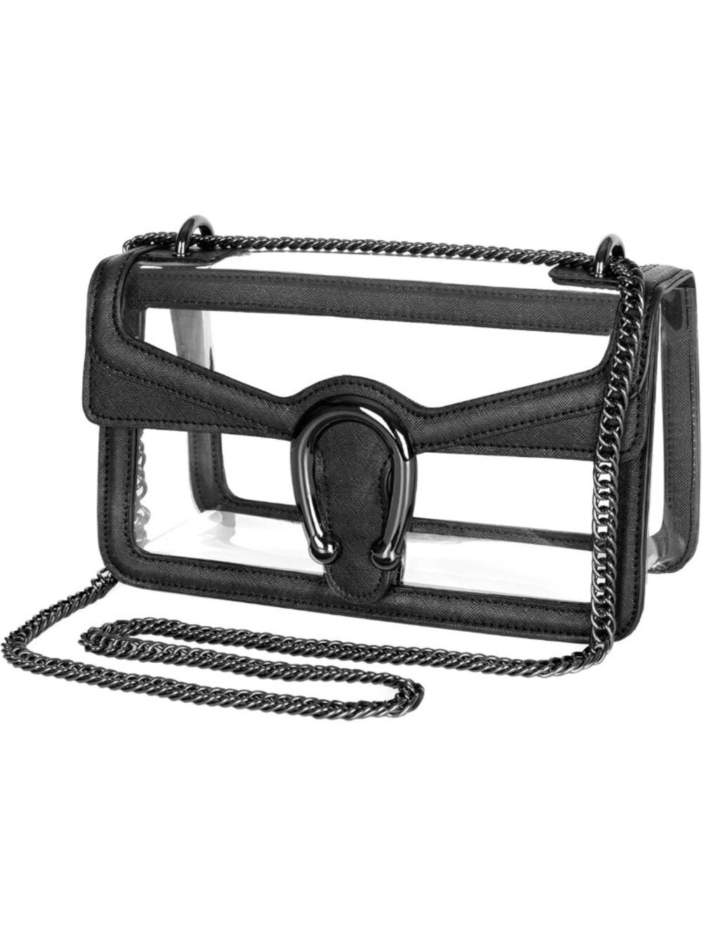 Clear Crossbody Bag for Women, Stadium Approved Small Shoulder Purse with Chain